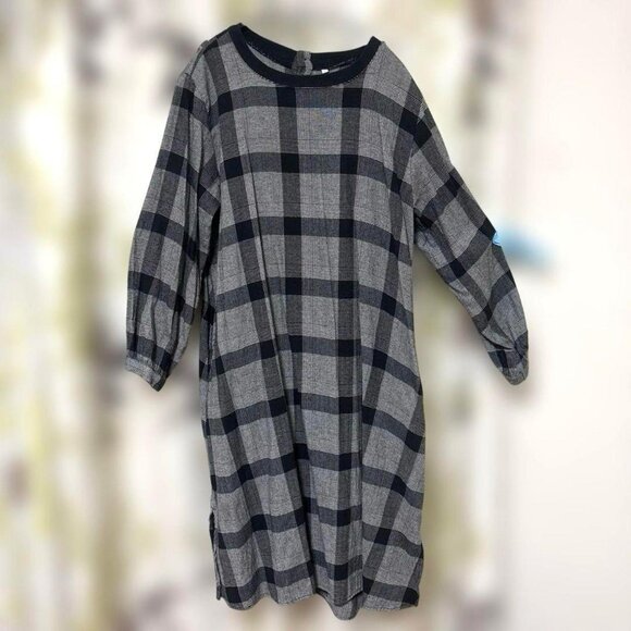 Black Check Long One-Piece Dress - Picture 1 of 11